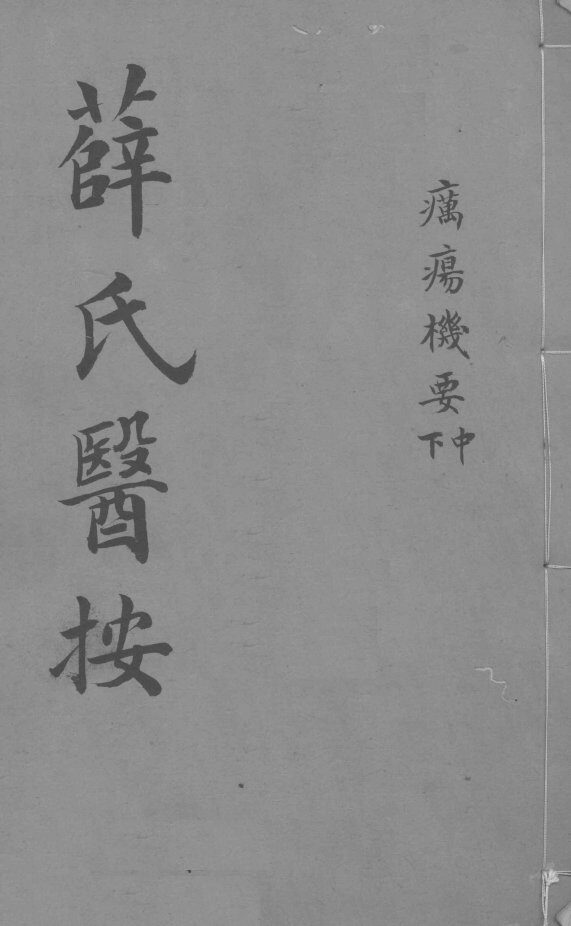 薛氏医按  疠痬栈要  下、中 封面