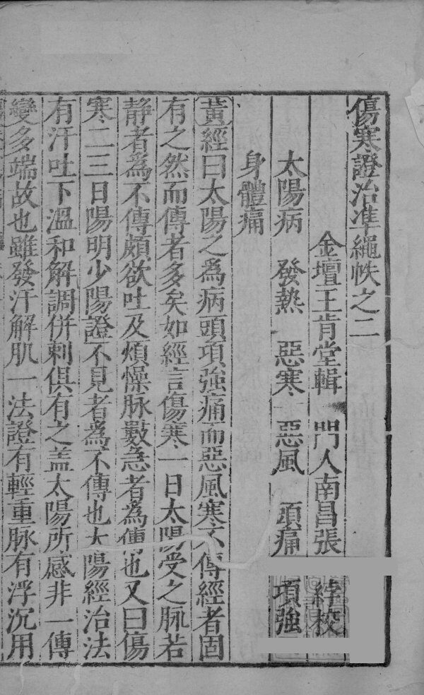 伤寒证治准绳帙之二 封面