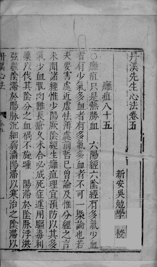 丹溪先生心法  卷5 封面