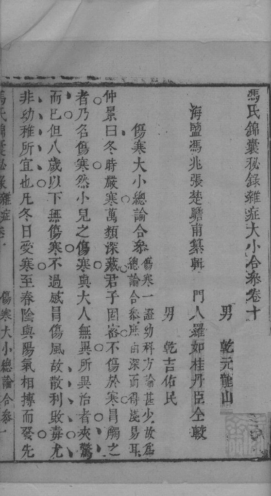 冯氏锦囊秘录杂症大小合叅  卷10  1 封面