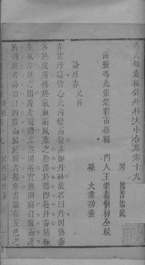 冯氏锦囊秘录杂症大小合叅  卷19 封面