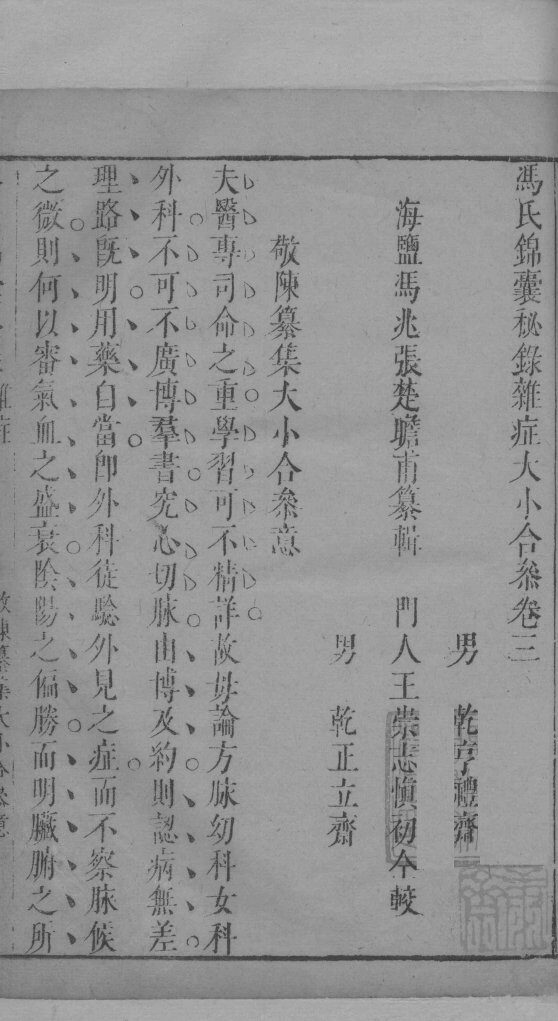 冯氏锦囊秘录杂症大小合叅  卷3 封面