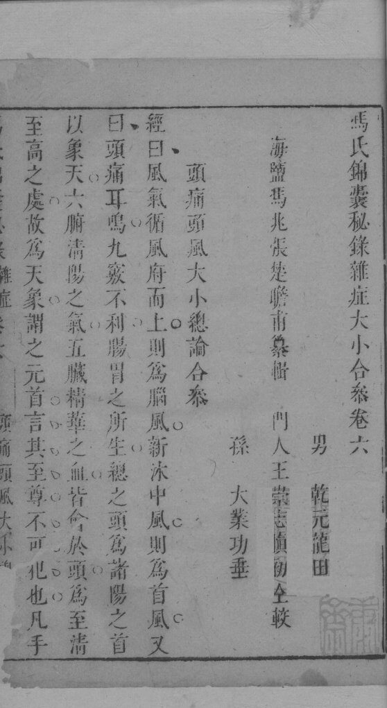 冯氏锦囊秘录杂症大小合叅  卷6  1 封面