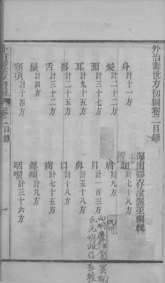 外治寿世方初编  卷2 封面