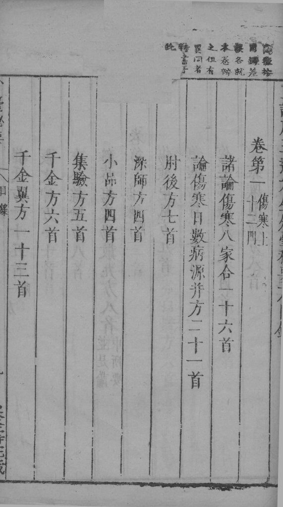 外台秘要  目录 封面