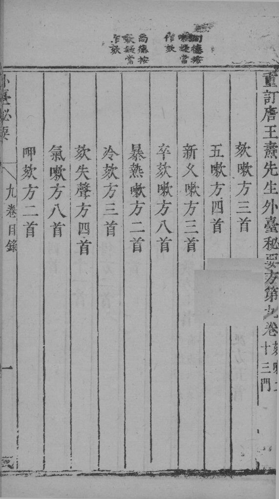 外台秘要  9卷 封面