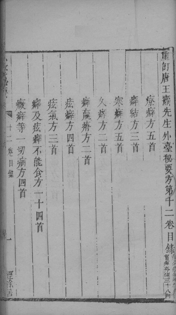 外台秘要  12卷 封面