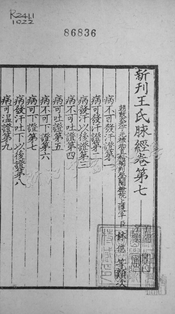 王氏脉经 卷7-卷10 封面