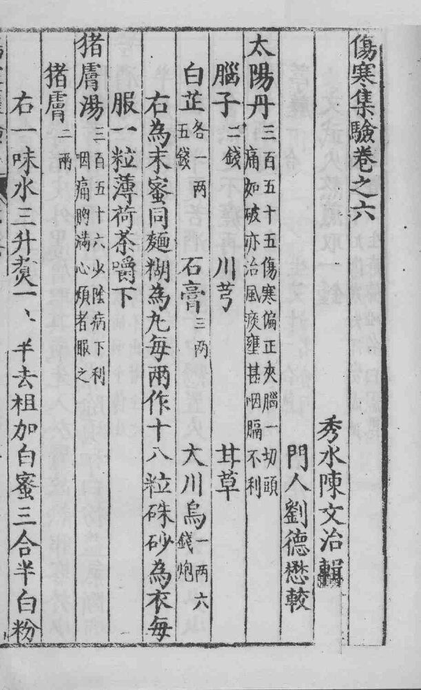 伤寒集验  卷之6 封面