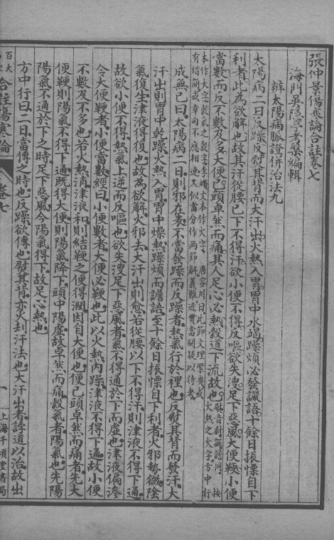 百大名家合注伤寒论  卷7 封面