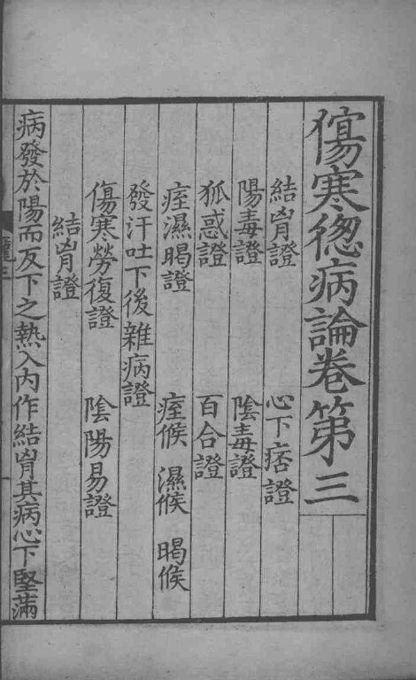 伤寒总病论  卷3 封面