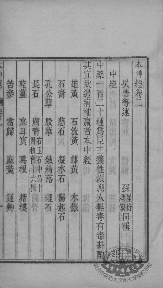 周氏医学丛书  本草经  卷2-3 封面