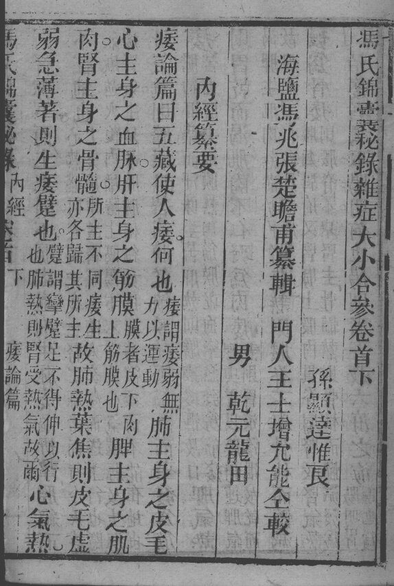 冯氏锦囊秘录八种  杂病大小合参  卷首  下 封面
