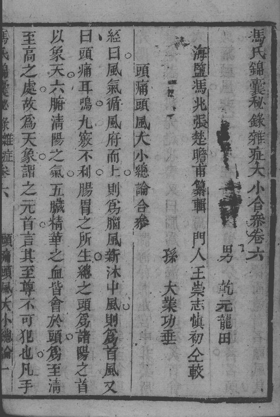 冯氏锦囊秘录八种  杂病大小合参  卷6 封面