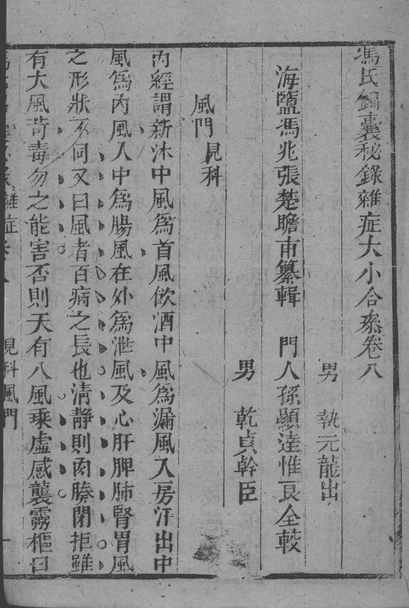 冯氏锦囊秘录八种  杂病大小合参  卷8 封面