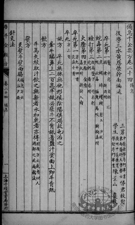唐千金类方  卷24 封面