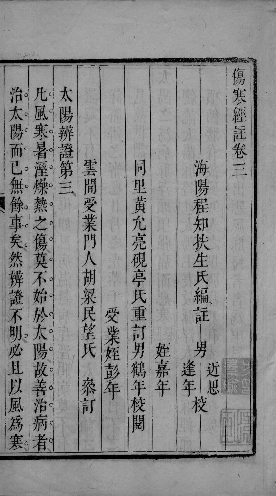 伤寒经注  卷3-4 封面