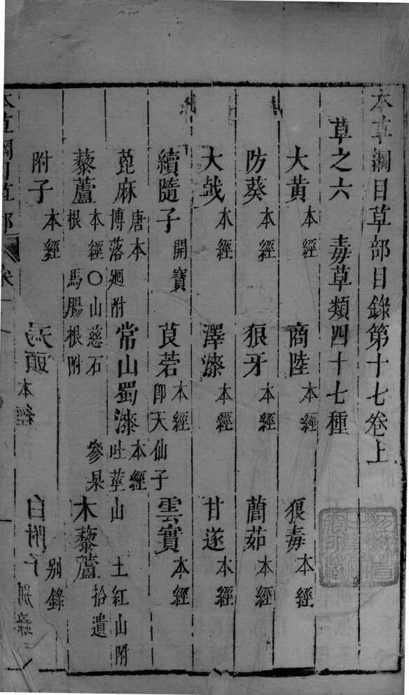 本草纲目  卷17  上 封面