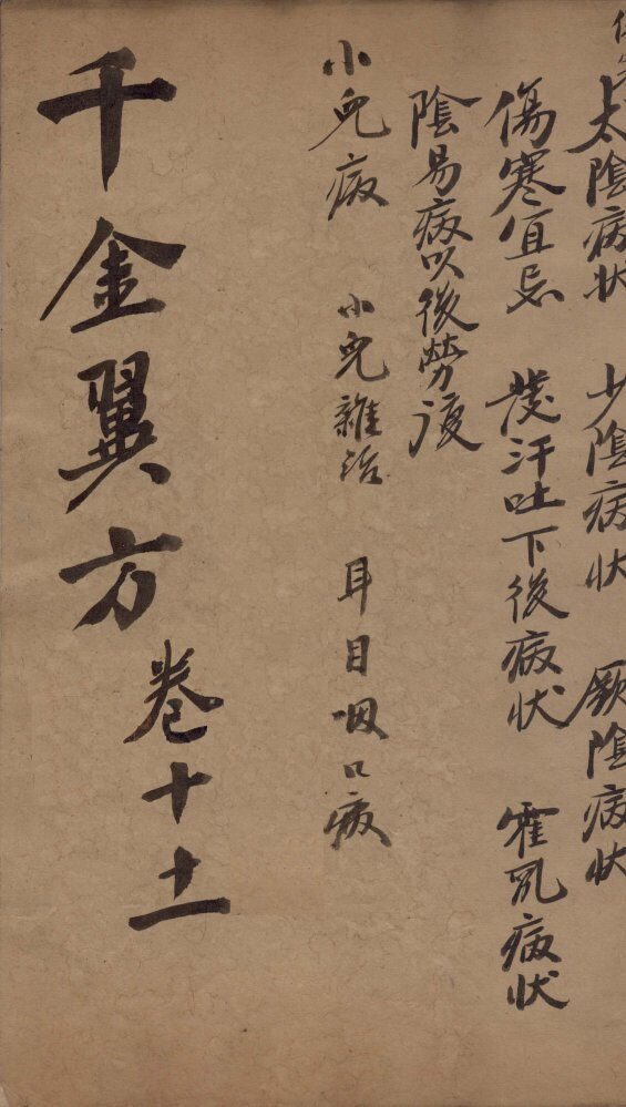千金翼方  卷十、十一 封面