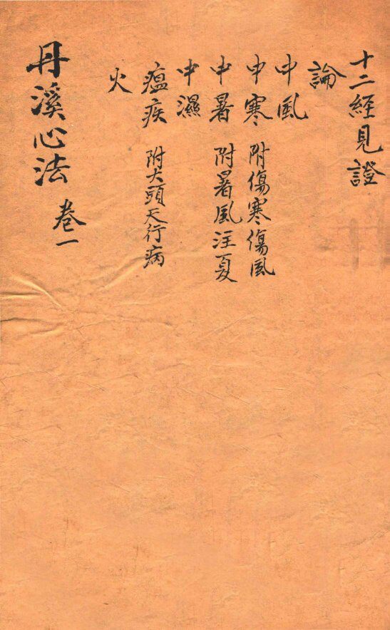 丹溪心法  卷1 封面