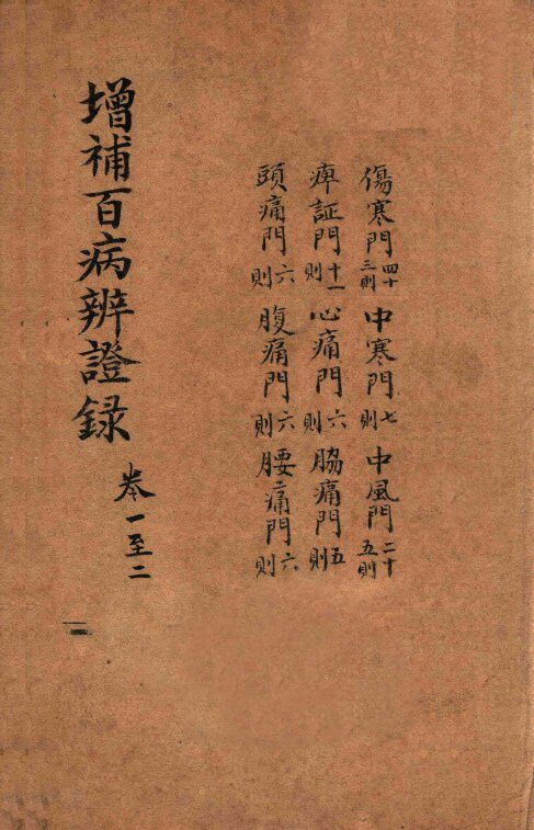 增补百病辨证录  卷1-2 封面