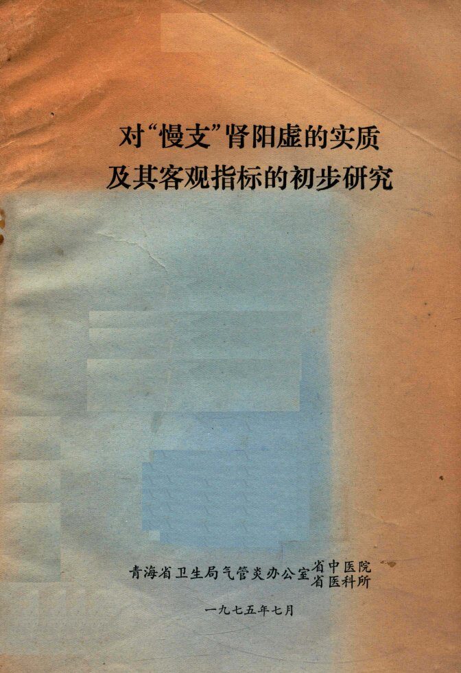 对“慢支”肾阳虚的实质及其客观指标的初步研究 封面